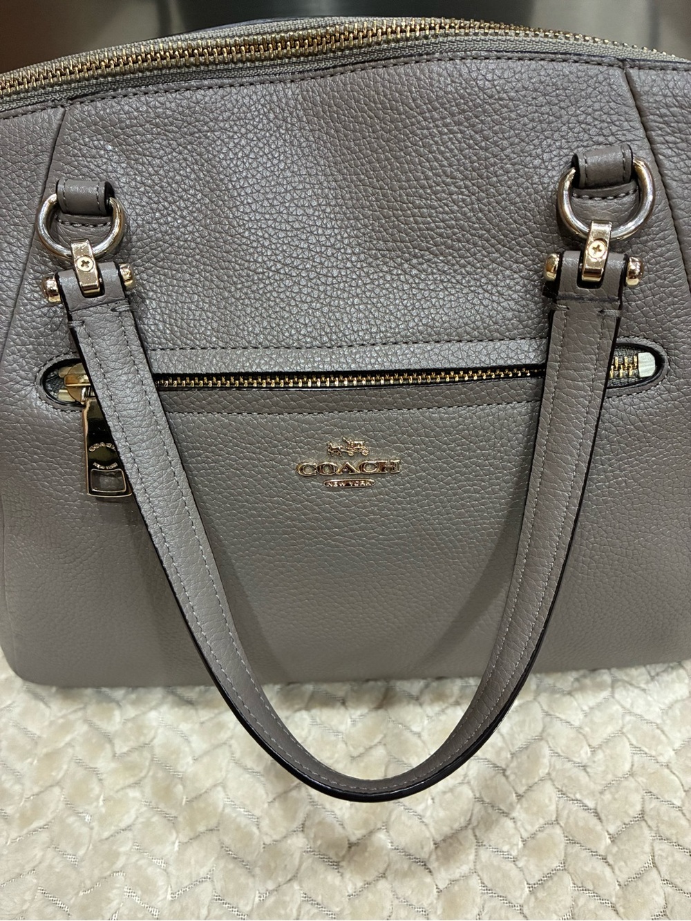 Coach Pebbled Leather Satchel in Dove Gray - Picture 6 of 13